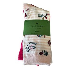 Kate Spade NY Womens Ice Skating Crew Socks Set Of 3 Different Pattern’s-NEW!